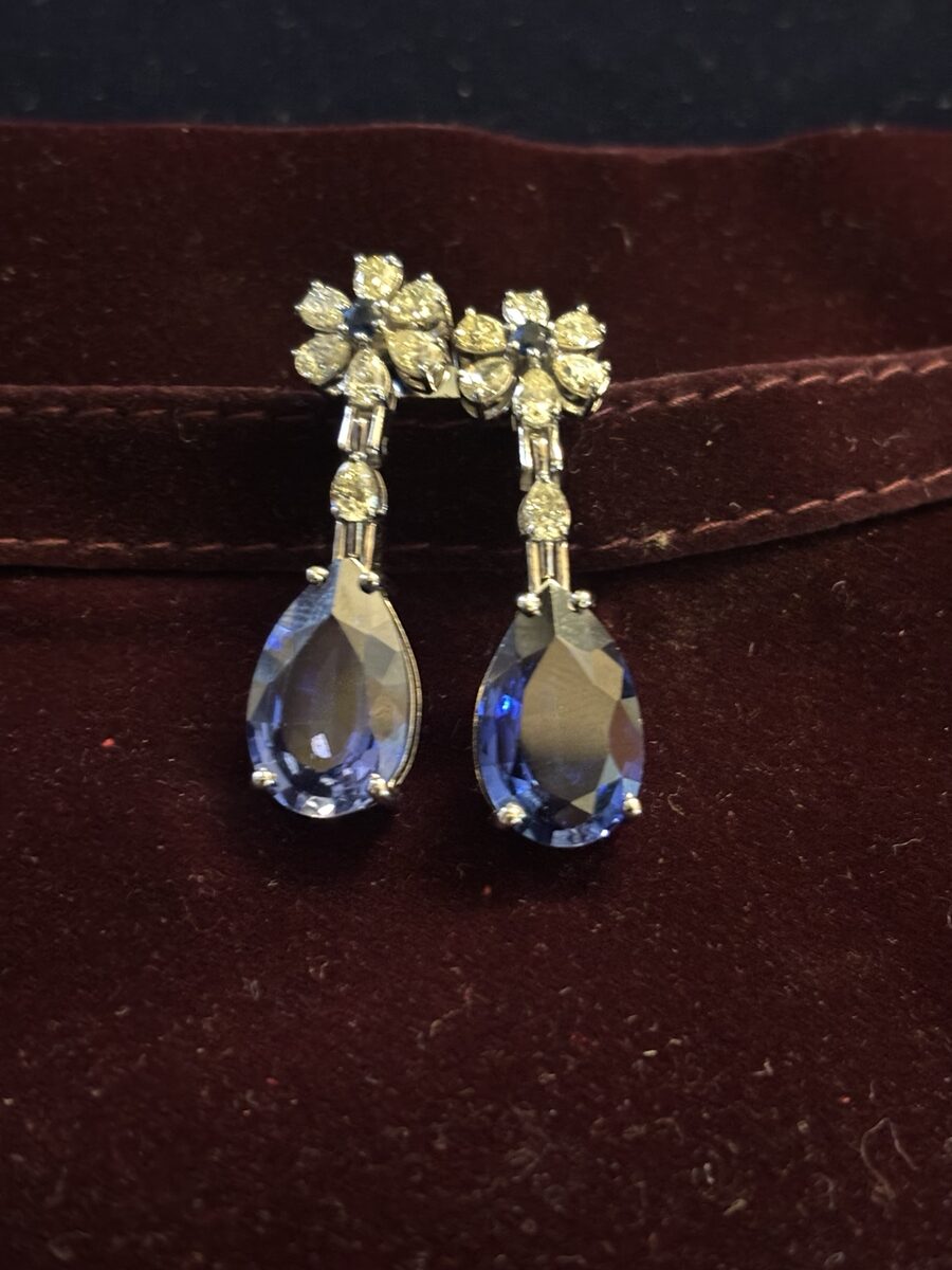 Blue stone drop earrings