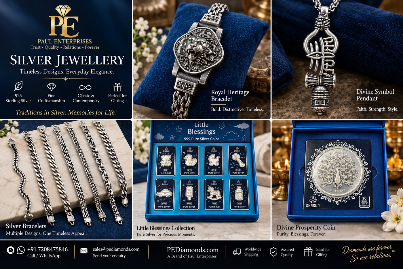 PE Diamonds silver jewellery and gifting collection